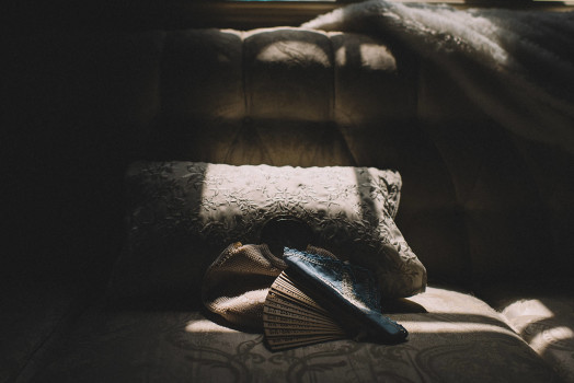 brides purse and fan