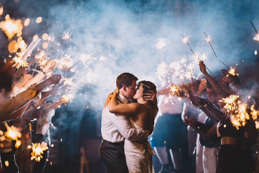 sparkler exit picture of bride and groom