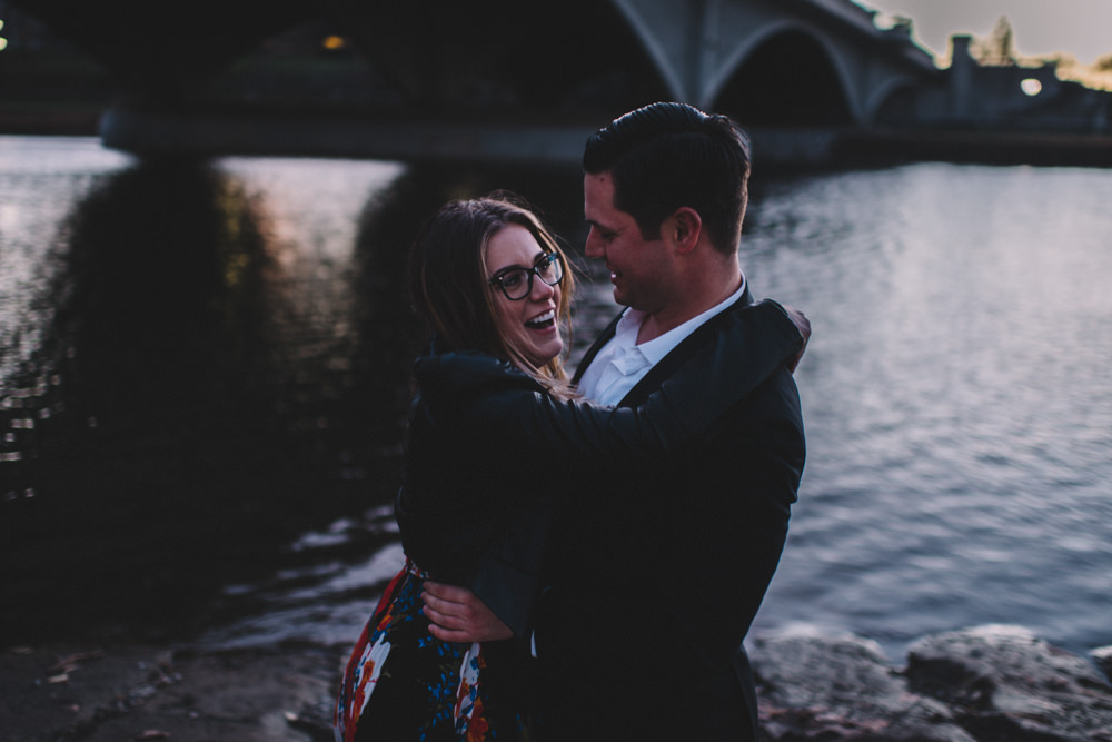 laughing engaged couple in columbus ohio