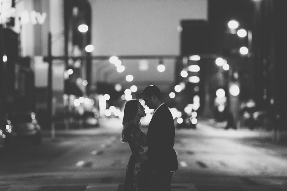 night time engagement photography in columbus ohio