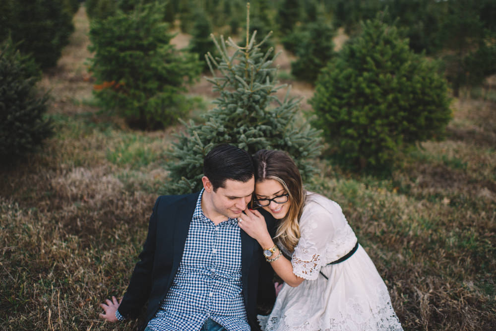 columbus engagement photography at a christmas tree farm