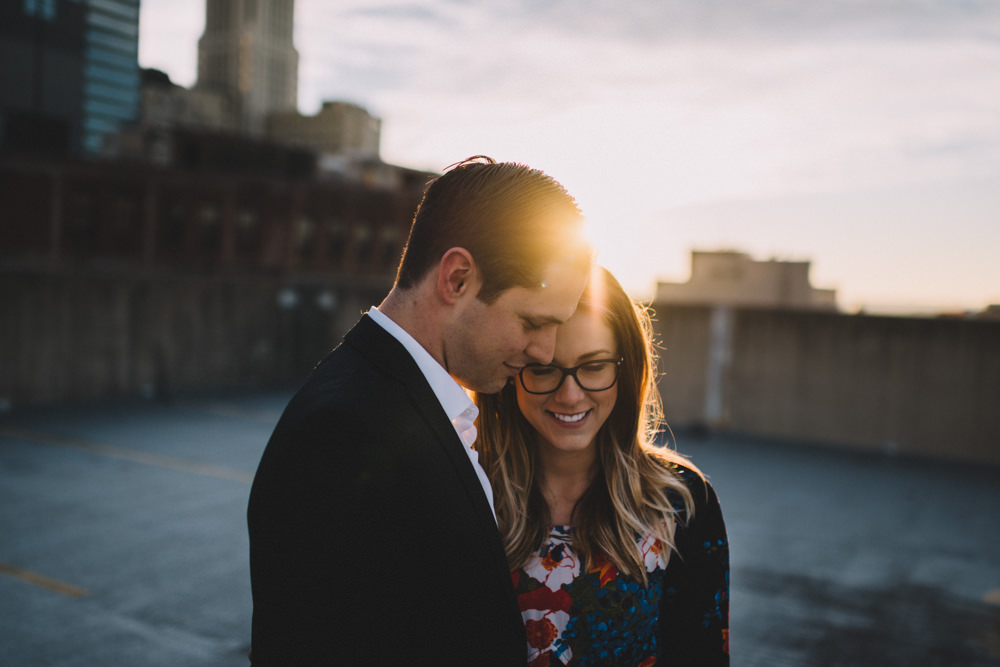 golden hour sunset engagement photography in columbus ohio