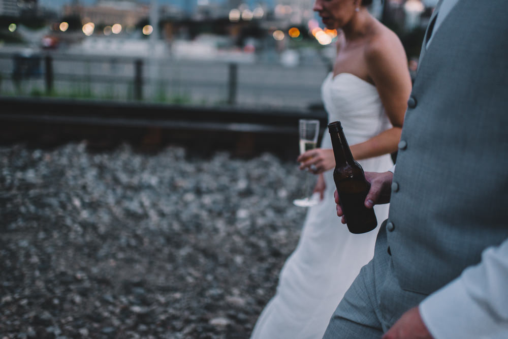 columbus wedding couple looking over the city