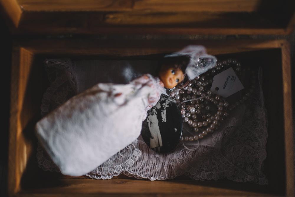 columbus bride putting on her wedding dress