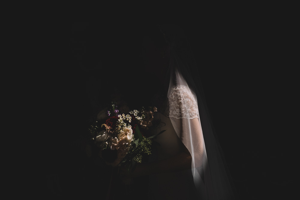 dark, emotional bridal portrait in columbus ohio