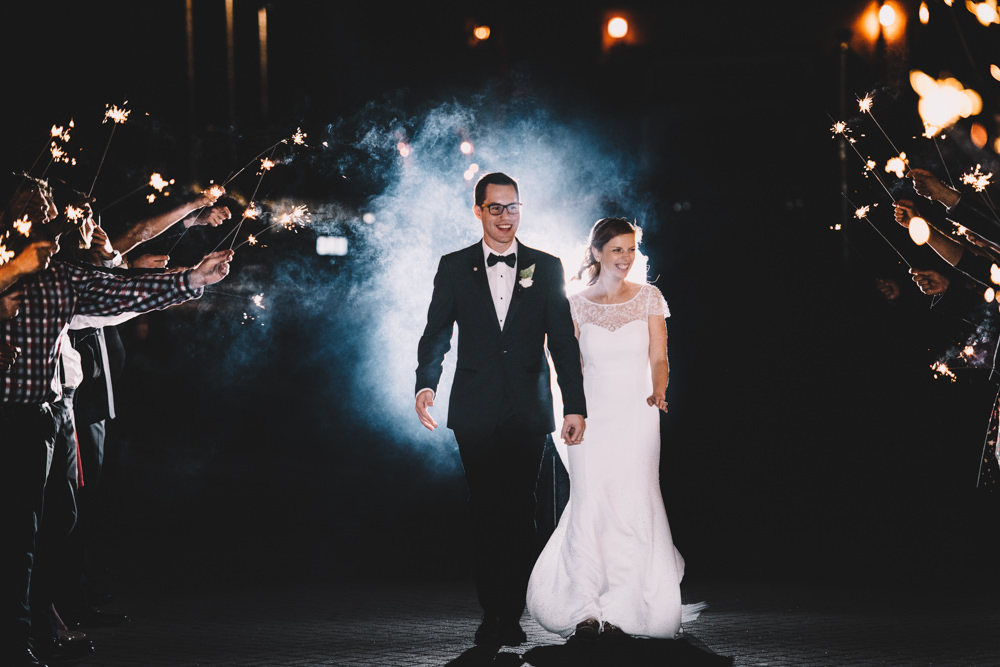 sparkler exit at a via vecchia winery jewish wedding photography