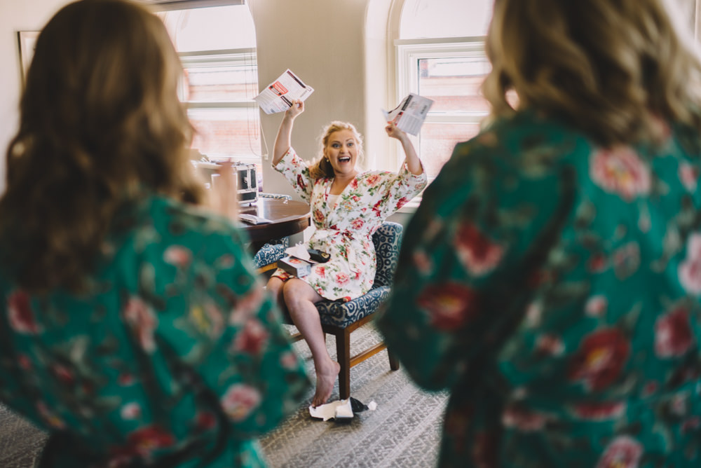 ohio bride reacting to her husband's gift