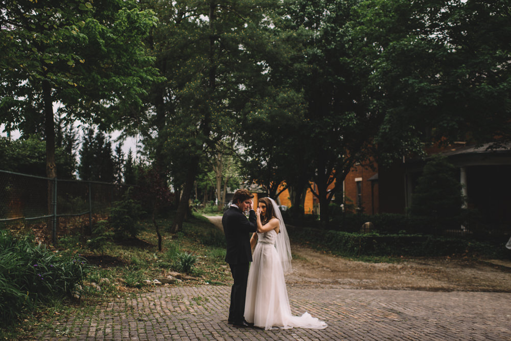 ohio wedding couple embracing lovelingly