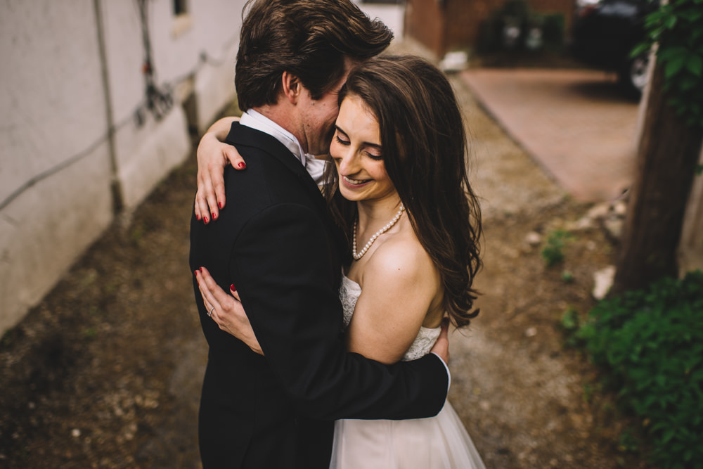 ohio wedding couple hugging each other