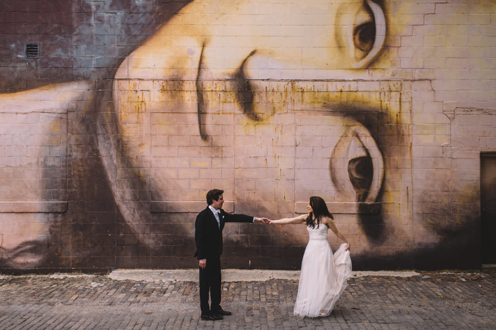 ohio wedding couple dancing with each other in short north