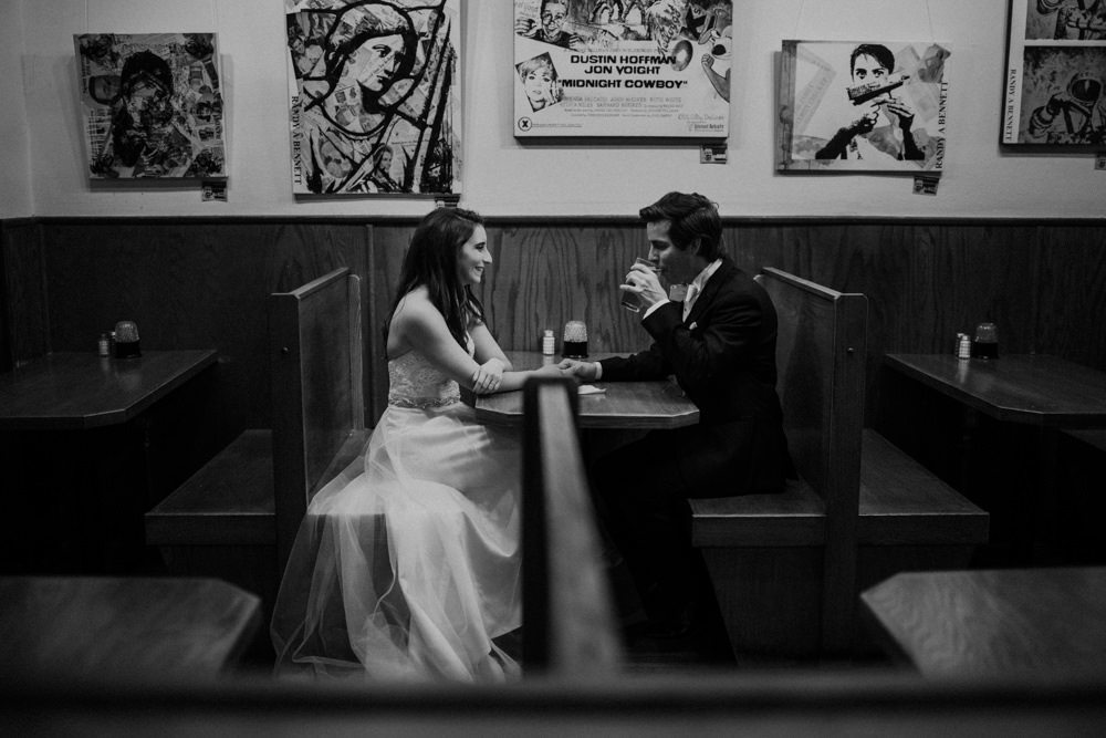 ohio wedding couple drinking a beer in short north