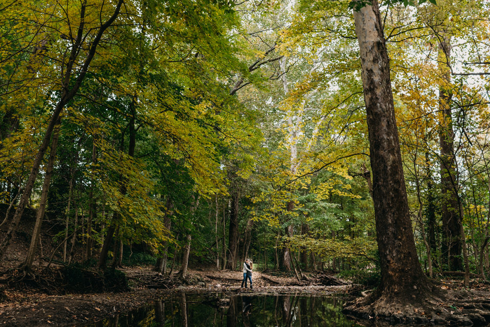 Columbus fall foliage engagement photography